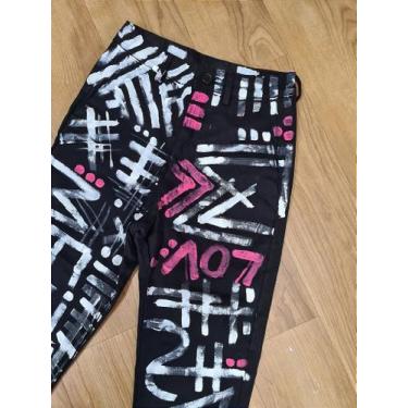 Imagem de Calça Sarja Preta com Tinta Colorida - Grafitti Pink - Meijor, P