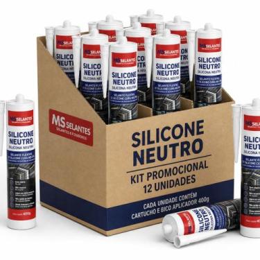 Imagem de Kit 12 cartucho silicone neutro branco 250 gr - MS SELANTES