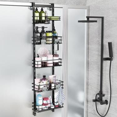 Imagem de Orimade Cesto de Chuveiro Sobre a Porta Ajustável 5 Níveis Preto, Orga