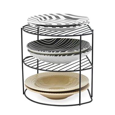 Imagem de Organizador de Pratos Prateleira para Armário Preto Fosco