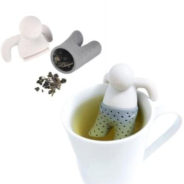 Imagem de Infusor de Chá Boneco em Silicone Difusor Mister Tea 8 cm Divertido Moderno Cinza