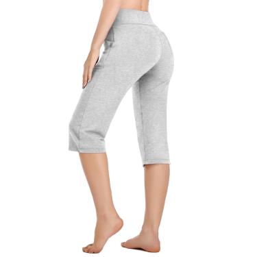 Imagem de Calças bootcut femininas de ioga com bolsos calça bootleg de cintura alta Calças de treino alargadas