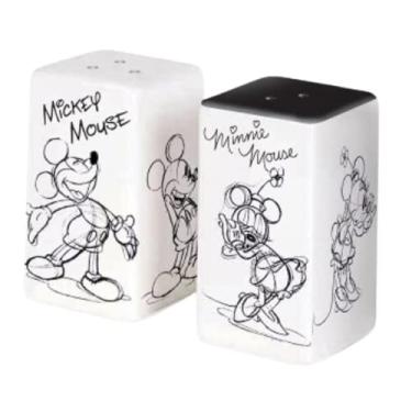 Imagem de Jerry Leigh Conjunto de saleiro e pimenteiro esboçado preto e branco, lindos acessórios e decorações de cozinha da Disney, conjunto de 2
