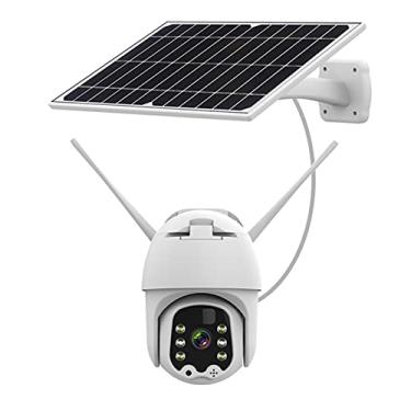 Imagem de Câmera de segurança solar externa, WiFi PTZ 360°, visão 1080P, sem fio, recarregável, 19200 mAh, sistema de vigilância com visão noturna colorida, à prova de intempéries, sensor de movimento PIR, compartimento para nuvem/SD