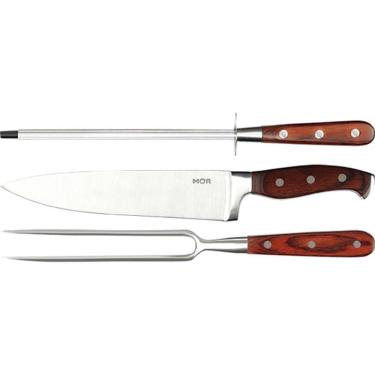 Imagem de Conjunto para Churrasco - Faca, Garfo e Chiara Aço Inox - Mor