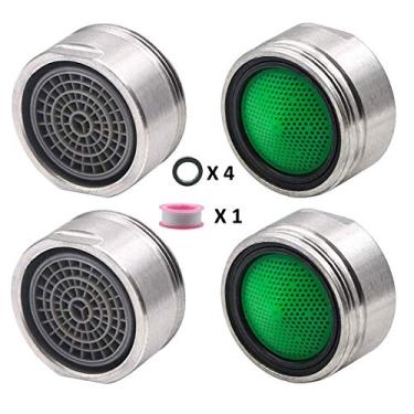 Imagem de Aerador de torneira de 1,5 GPM, (24 mm) Torneira de rosca macho de 15/40.6 cm, aerador para pia/aerador de bolha laminar com economia de água com junta - níquel escovado (pacote com 4)