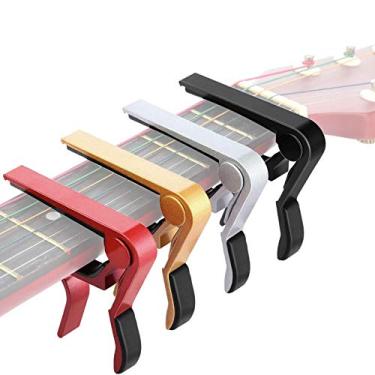 Imagem de 4 peças de guitarra Capo de alumínio de metal universal, guitarras elétricas acústicas e clássicas, baixo, bananjo, violino, bandolim, ukulele para todos os tipos de cordas leves (preto,