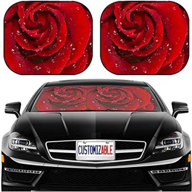 Imagem de MSD Protetor solar para carro Para-sol Para-sol de para-brisa Universal Fit Pacote com 2, brilho solar bloco, UV e calor, protege o interior do carro, ID da imagem: 9504638 Close up of red Rose..