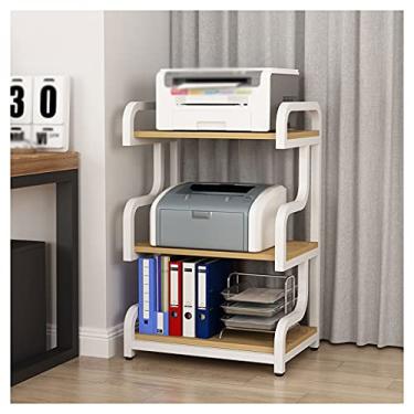 Imagem de Suporte de impressora de chão de 3 camadas de máquina de fax de canto de 3 camadas prateleira scanner de papel multifuncional rack de documentos suporte de copiadora doméstica suporte de impressora para mesa