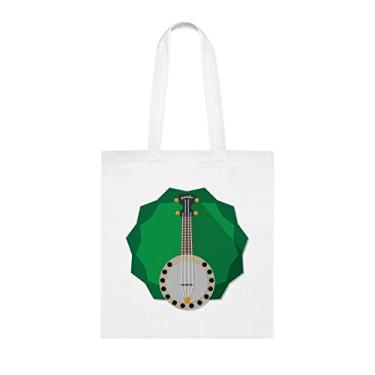 Imagem de Sacola banjo, bolsa banjo, presente banjo, bolsa de ombro banjo, bolsas reutilizáveis banjo, ideia de de Natal, Branco