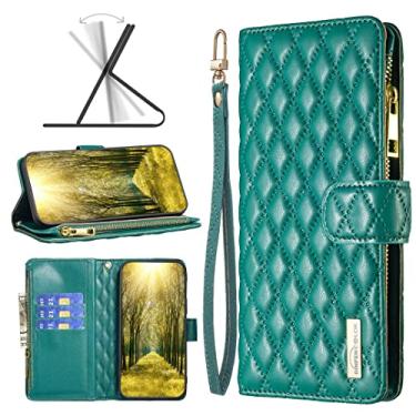 Imagem de YUNCHAO Caixa de telefone Para Motorola Moto E32 4G Diamond Lattice Zipper Carteira Caixa de Couro de Couro capa para celular