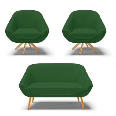 Imagem de Kit 1 Namoradeira E 2 Poltronas Giratória Verde A136