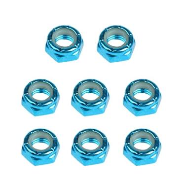 Imagem de Menolana Porcas De Eixo De 8 Peças, Porcas De Fixação De Aço Carbono Para Reparo De Peças De Reposição De Skate De Caminhão Longboard, Azul