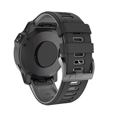 Imagem de GANYUU Pulseira de liberação rápida para Garmin Fenix 7 7X 6X Pro Watch Pulseira de pulso fácil de encaixar para Fenix 6 Pro para Garmin Fenix 5X 5 Watch (Cor: Preto Cinza, Tamanho: