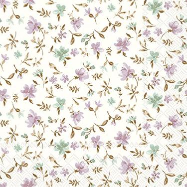 Imagem de Boston International Guardanapos de papel IHR de 3 camadas, 20 unidades de tamanho para coquetel, flores verde-lilás