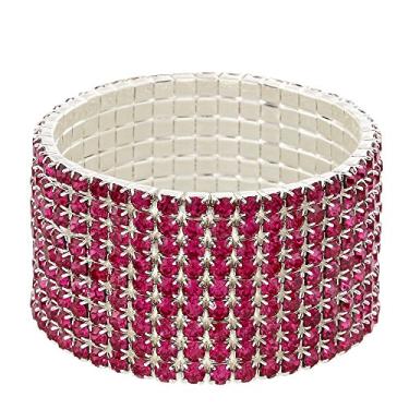Imagem de Falari Pulseira el stica de cristal com strass brilhante para casamento, 7 inch