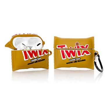 Imagem de Capa de silicone YLFYSF para Airpods Pro com desenho 3D engraçado, capa fofa compatível com Apple Airpods Pro [Snacks Food Series] (Chocolate Twix)