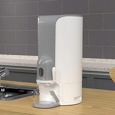 Imagem de Dispensador de grãos recipiente de armazenamento de arroz com copo de medição fácil de mover Armazenamento de alimentos secos hermético para grãos, arroz, doces, grãos de café (cor: cinza)