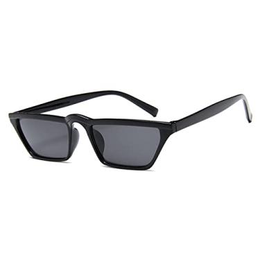 Imagem de Óculos de sol pequenos retrô na moda feminino olhos de gato óculos de sol masculinos vintage moda de rua luxo tons frios, cinza preto brilhante, tamanho único