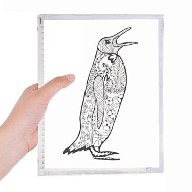 Imagem de Caderno de esboço com desenho de animal de pinguim, diário de folhas soltas recarregável, papelaria