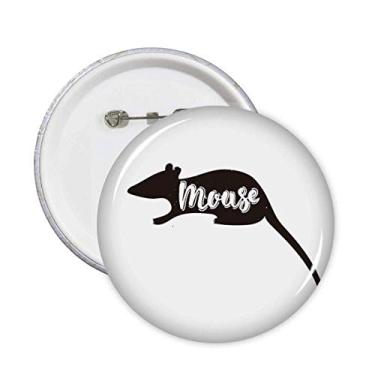 Imagem de Mouse Preto e Branco Animal Pins Emblema Botão Decoração Acessório 5 peças