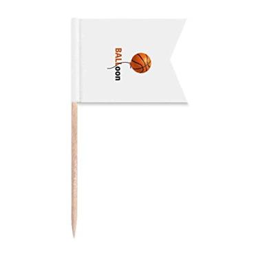 Imagem de Bandeiras de palito de dente de balão de cesta, marcação de rotulagem para bolo de festa, prato de queijo