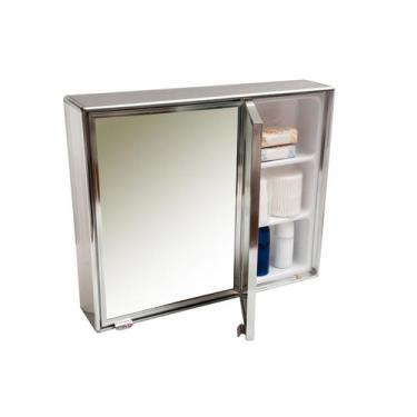 Imagem de Armário Espelho Para Banheiro Alumínio 2 Portas 55X49cm Sobrepor Preto