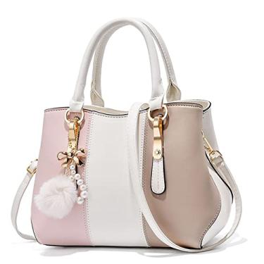 Imagem de Bolsa de couro fashion para mulheres bolsa transversal grande com alça superior bolsa feminina casual bolsa de ombro bolsa, Branco