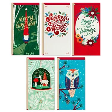 Imagem de Hallmark Suportes de cartão de Natal ou porta-dinheiro, Enjoy the Wonder (5 cartões de Natal com envelopes)