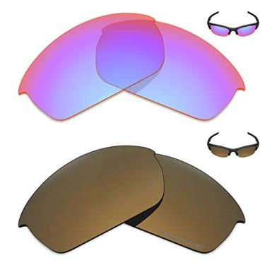 Imagem de Mryok+ 2 pares de lentes polarizadas de substituição para óculos de sol Oakley Flak Jacket – rosa cobalto/bronze dourado
