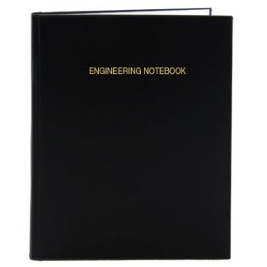 Imagem de Caderno de engenharia da BookFactory - 96 páginas (formato de grade de engenharia de 0,61"), 20,32 cm x 27,94 cm, caderno de laboratório de engenharia, capa, capa rígida costurada fina (EPRIL-LGS-A-T4-Size--Main), Black Imitation Leather, 8" x 10" – 168 pg
