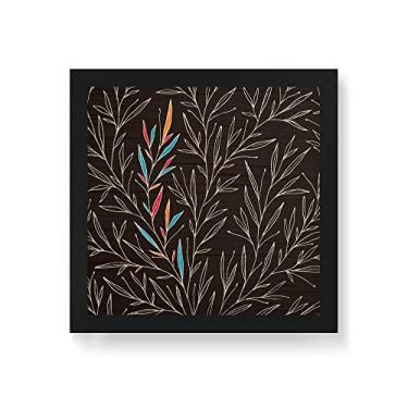 Imagem de Arte Maníacos Quadro Decorativo em Madeira Folha Galhos - 30x30cm (Moldura caixa em laca preta)