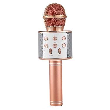 Imagem de OUYAWEI WS-858-1 Wireless Bluetooth Karaoke Microphone Stereo Mic KTV USB Speaker Player Rose Gold