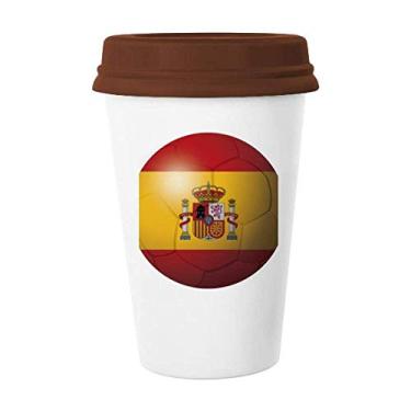 Imagem de Caneca de futebol com bandeira nacional da Espanha Caneca de café Copo de cerâmica