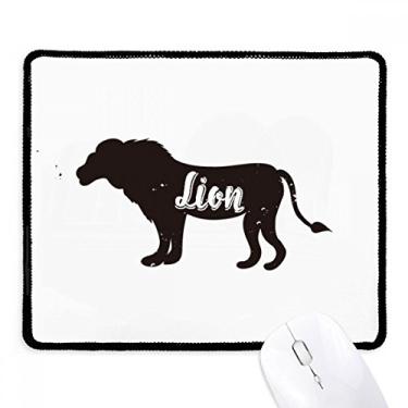 Imagem de Mousepad de animal de leão preto e branco com borda costurada, tapete de borracha para jogos