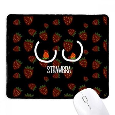 Imagem de Mousepad vermelho morango desenho engraçado borda costurada tapete de borracha para jogos