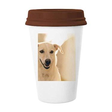 Imagem de Caneca branca sorriso, imagem de cachorro, caneca de cerâmica de vidro bebendo café