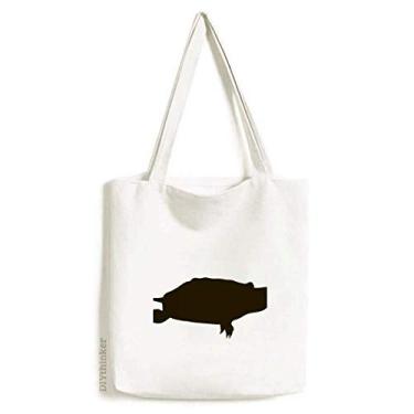 Imagem de Bolsa de lona preta com desenho de tartaruga de animal bolsa de compras casual