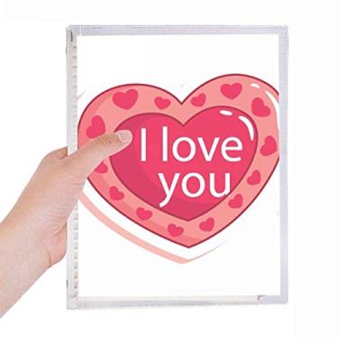 Imagem de Caderno diário de folhas soltas para dia dos namorados I Love You Pink Heart