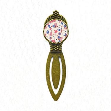 Imagem de Marcador de página retrô com bandeira de coração e estrela com balão dos EUA