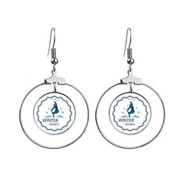 Imagem de Conjunto esportivo de inverno com brincos de aquarela, argola pendurada, joia circular