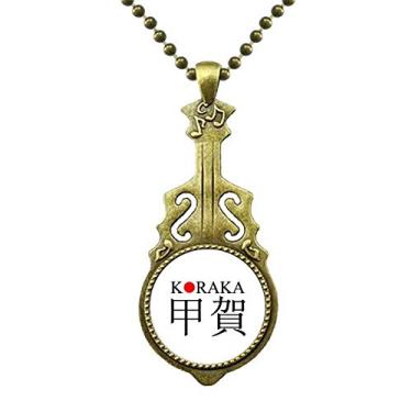 Imagem de DIYthinker Koraka Colar com bandeira do sol vermelha com nome da cidade japonesa antiga joia de guitarra