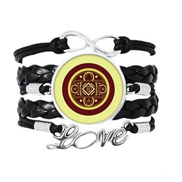 Imagem de OFFbb-USA Pulseira com estampa misteriosa de antigüidade, acessório de amor, corda de tricô de couro torcido, presente