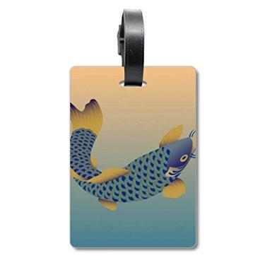 Imagem de Pintura Culture Blue Fishcase Bag Tag Bagagem Cartão de Bagagem Scutcheon Etiqueta