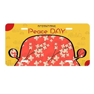 Imagem de DIYthinker Placa de carro Sakura Japan Black Branch Placa de carro Decoração Dia da Paz