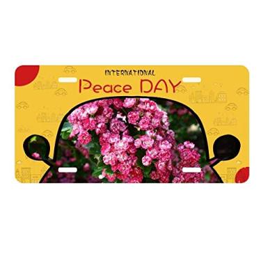Imagem de DIYthinker Flores rosas lindas folhas verdes placa de licença etiqueta decoração de carro dia da paz