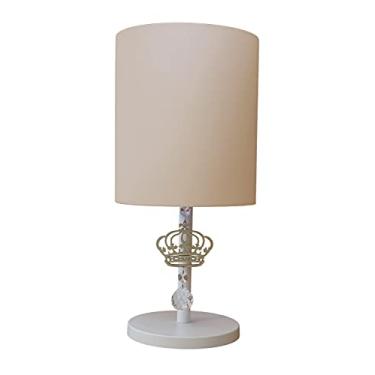 Imagem de Abajur Infantil Coroa Base Branca Cúpula Cáqui 20x43