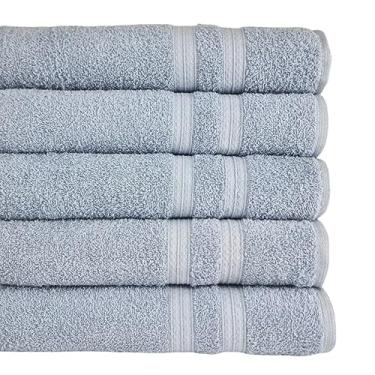 Imagem de Kit 05 Toalhas de Rosto Gigante Felpuda Alta Absorção 100% Algodão 45x80cm 430g/m² - Azul Claro