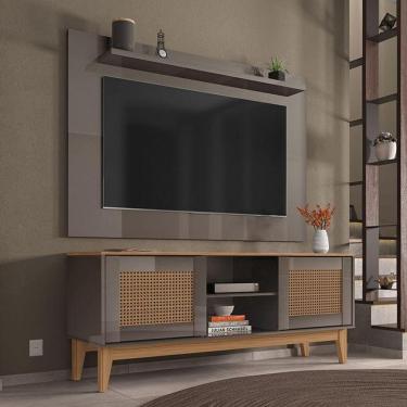 Imagem de Conjunto Sala Rack Painel Safira com Pés Madeira Maciça