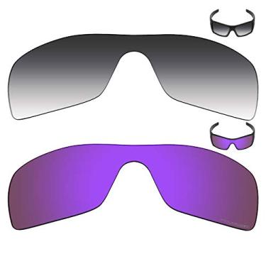 Imagem de Mryok+ 2 pares de lentes polarizadas de substituição para óculos de sol Oakley Batwolf – Cinza dégradé tingido/roxo plasma